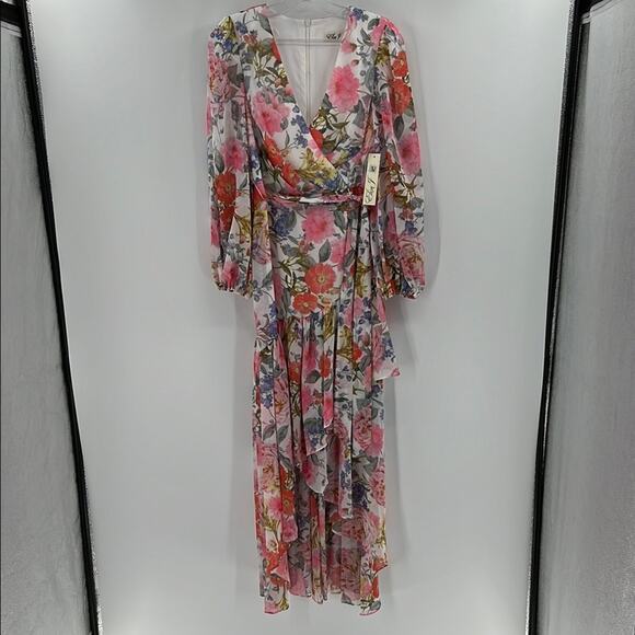 Eliza J Women's Floral High Low Tiered Ruffle Maxi Dress - Blush - 2 - NWT - Picture 1 of 11